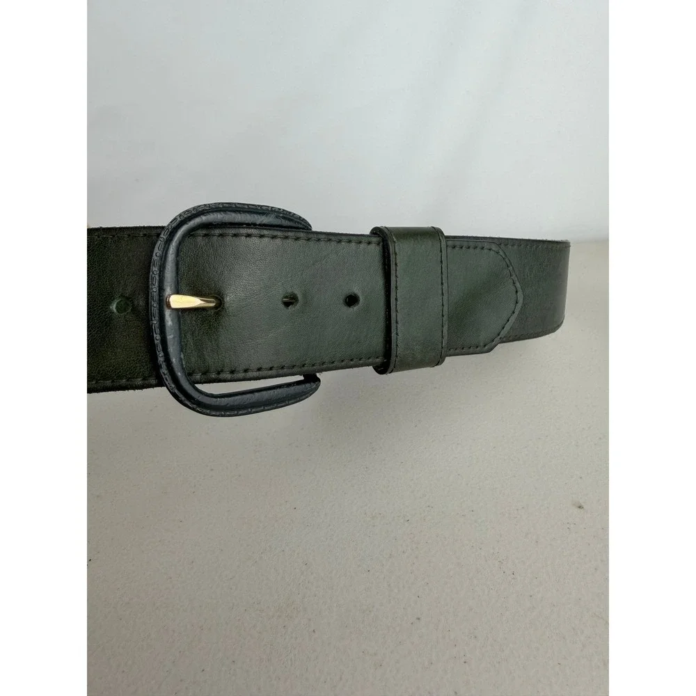 Wild West Stores Womens Forest Green Glazed Aniline Leather Belt Size 30 6364